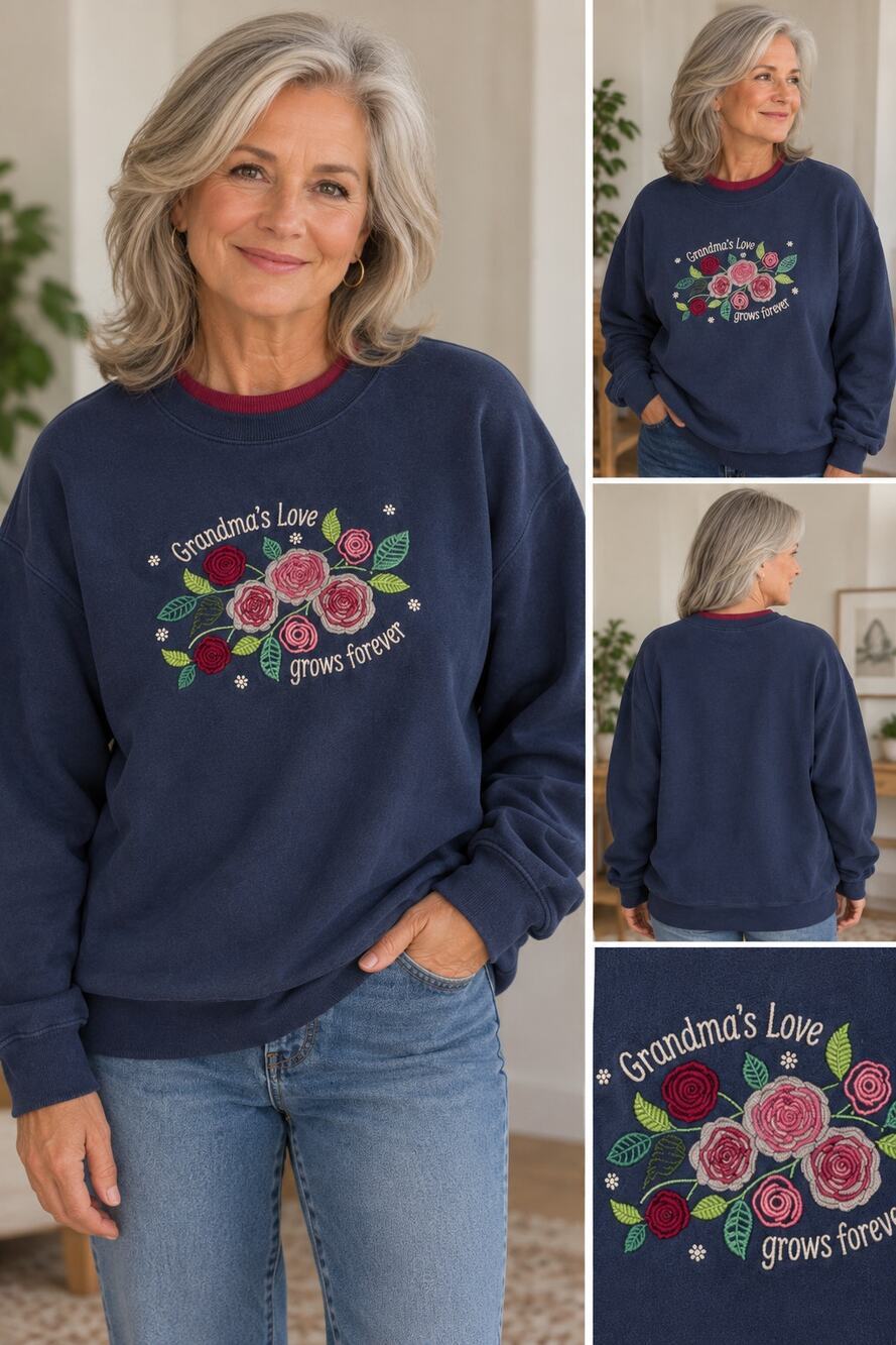Vintage M&C Sportswear 1X Grandma's Love Grows Forever Floral Sweatshirt